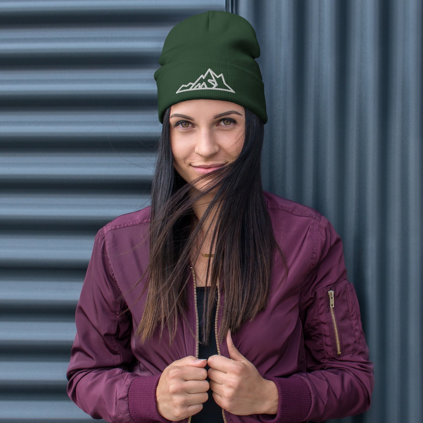 Embroidered Peak Beanie