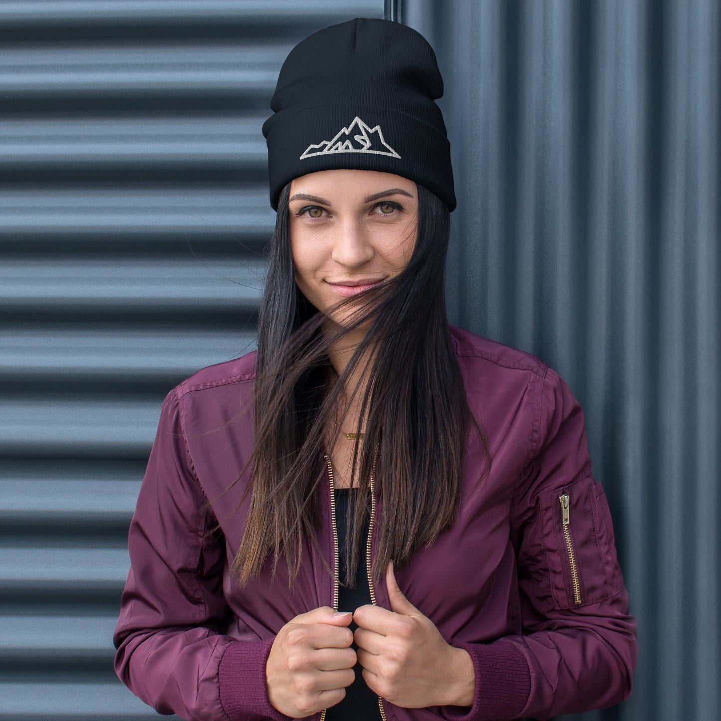 Embroidered Peak Beanie